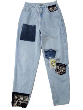 Basic Edition Vintage Y2K Retro Denim Patches Front & Back Jeans Size 9/10